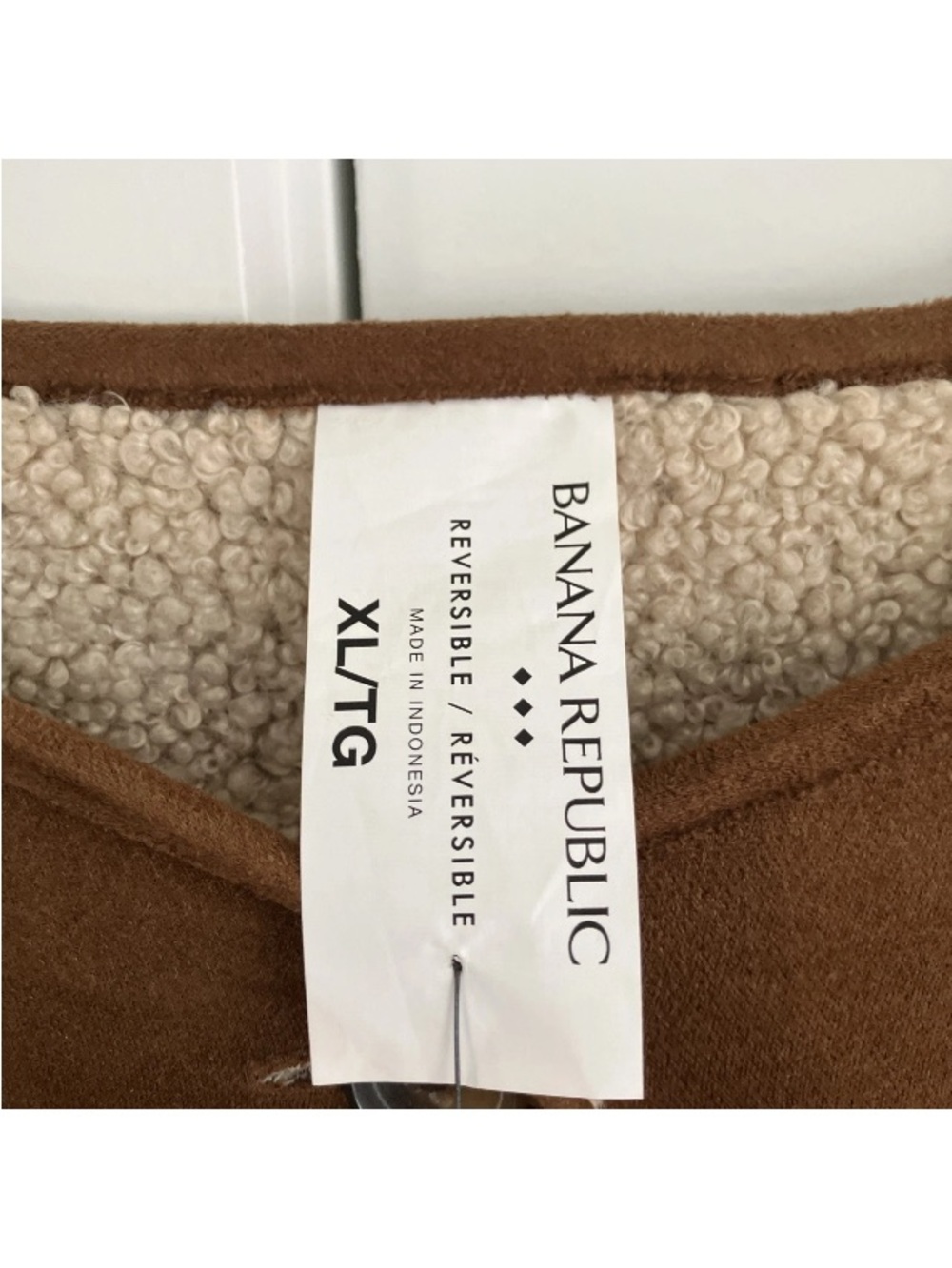 NWT Banana Republic Brown Oversized Reversible Vegan Suede Sherpa Jacket size XL - Picture 5 of 12